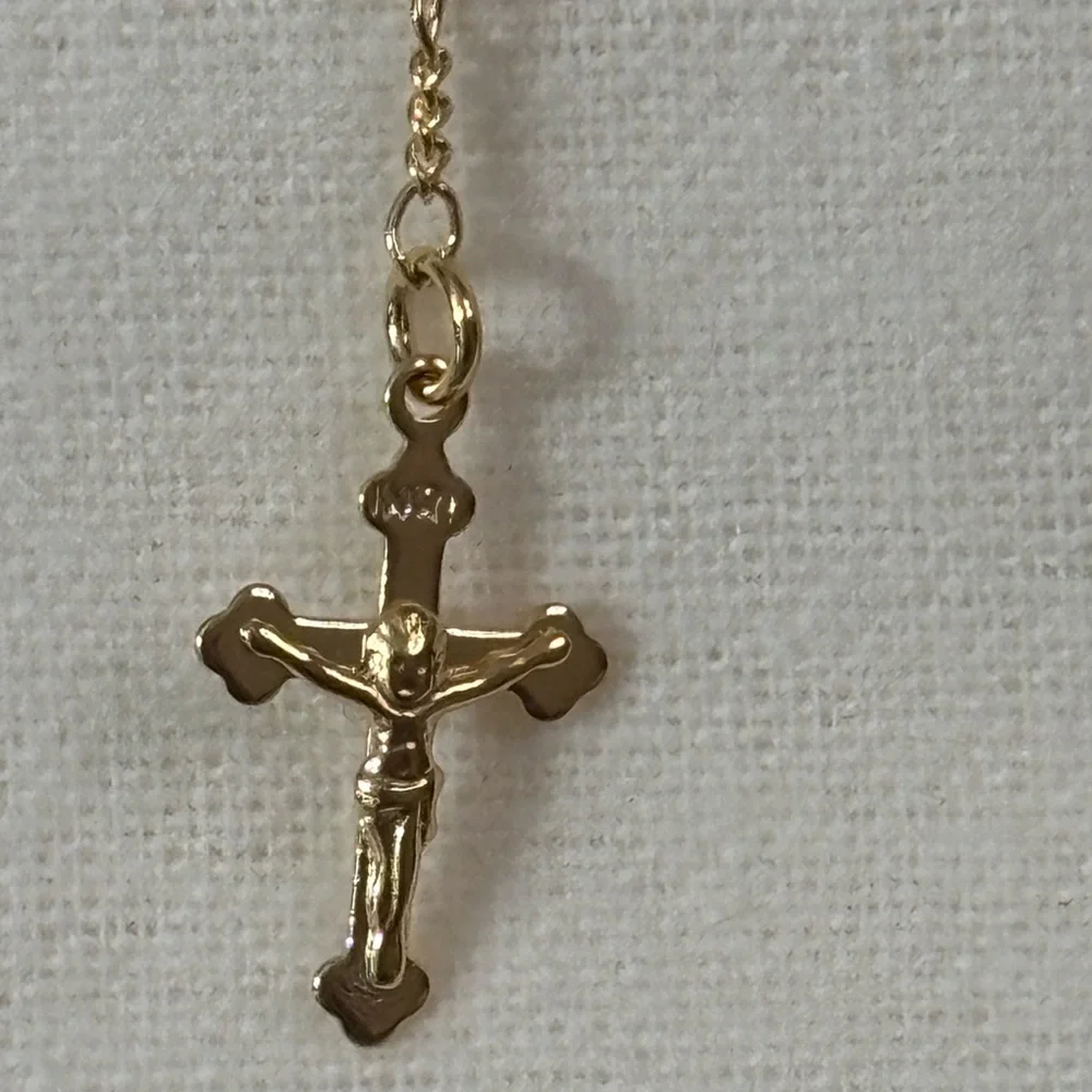 NEW Guadelupe Rosary on Figaro & Beaded 18k Yellow Gold Filled Necklace - Picture 5 of 6